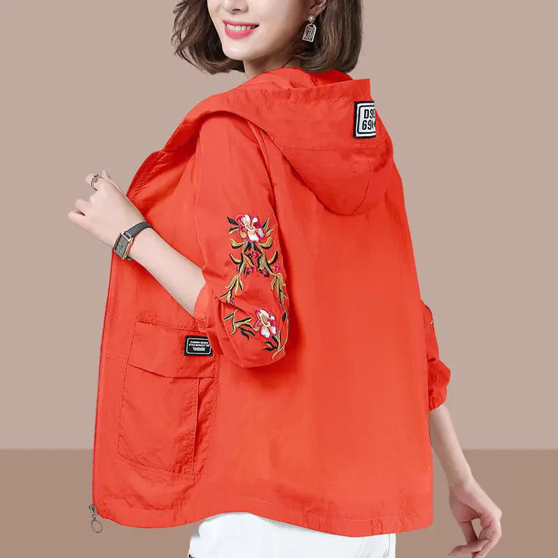 Summer Jackets For Women 2025 Outerwears Cool Thin Coat Middle Aged Mother Clothes Korea Fashion Women's Clothing Embroidery