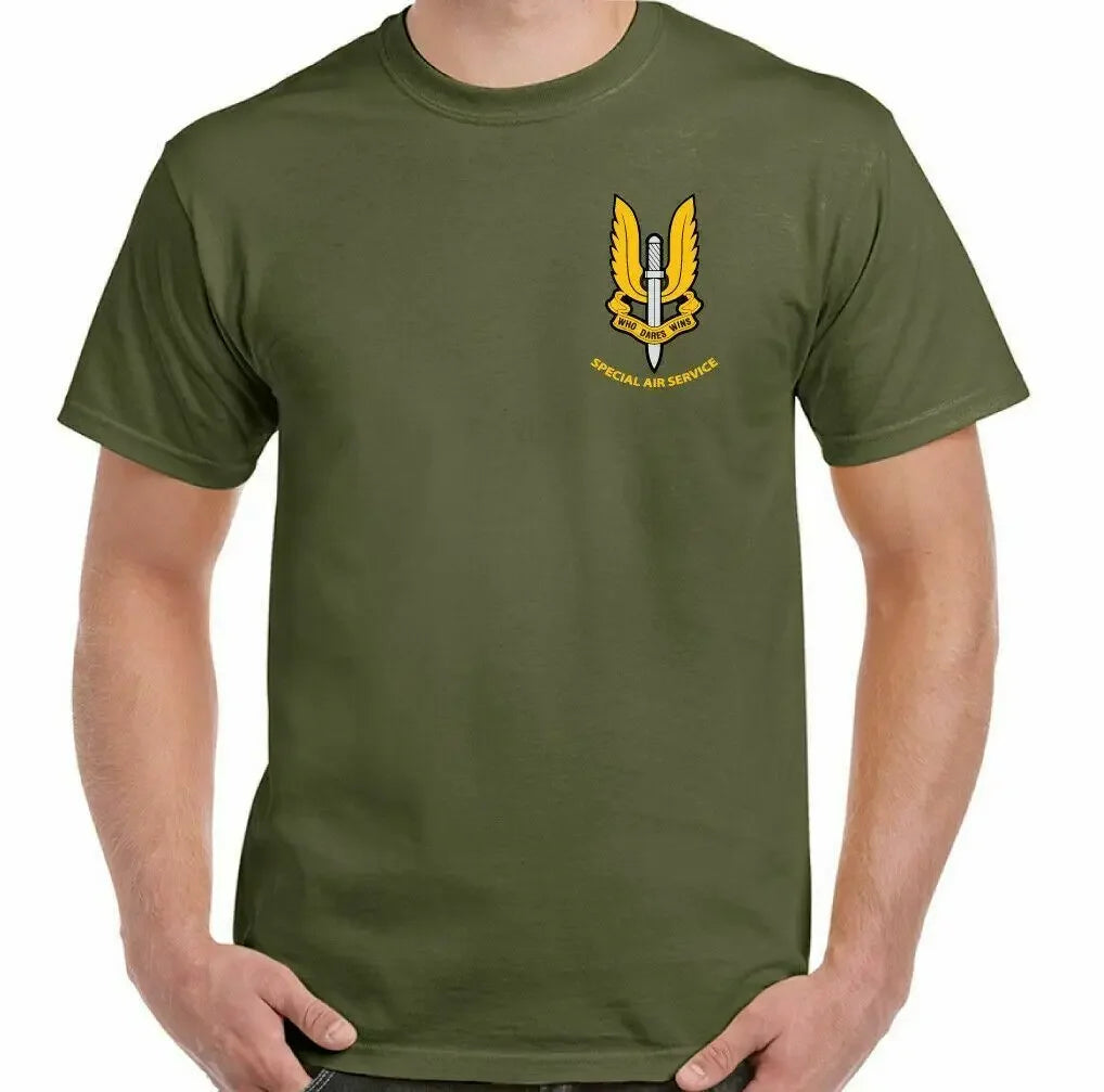 Mens SAS T-Shirt Special Air Service British Forces Elite He Who Dares Wins Men T-Shirts