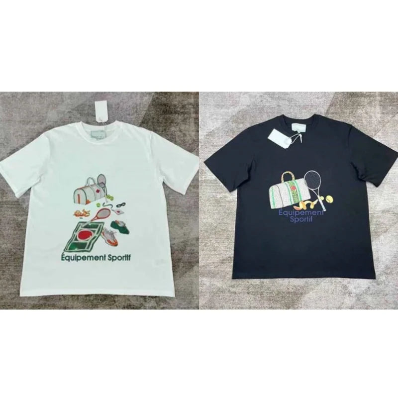 2025 High Quality  Casinoblank Paris Tennis Equipment Print Women Men T shirts Oversized Men Casual Cotton Summer T shirt tees