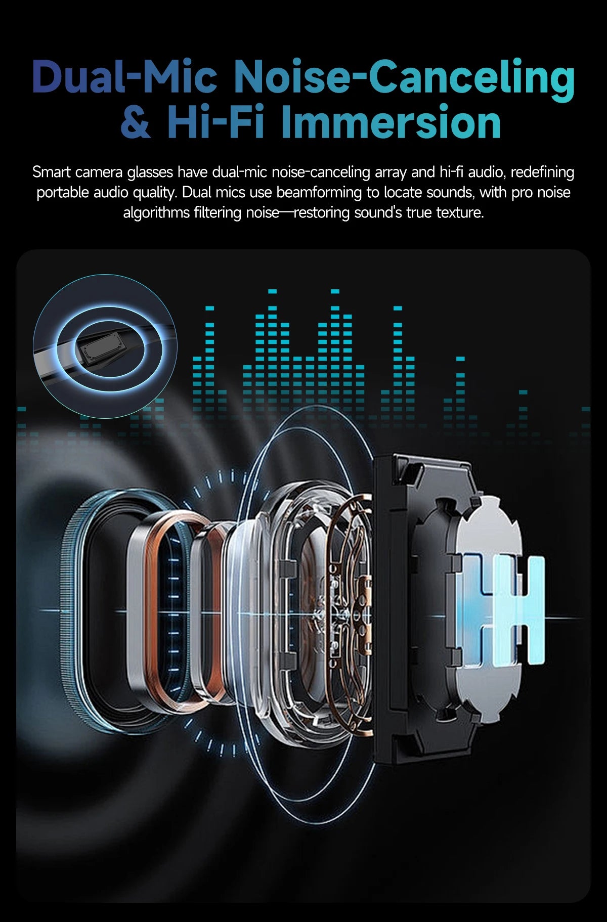 LIGE New Camera SunGlasses 800w Pixel Camera Recording Noise Reduction Ai Recognition Translation Anti Blue Light Smart Glasses