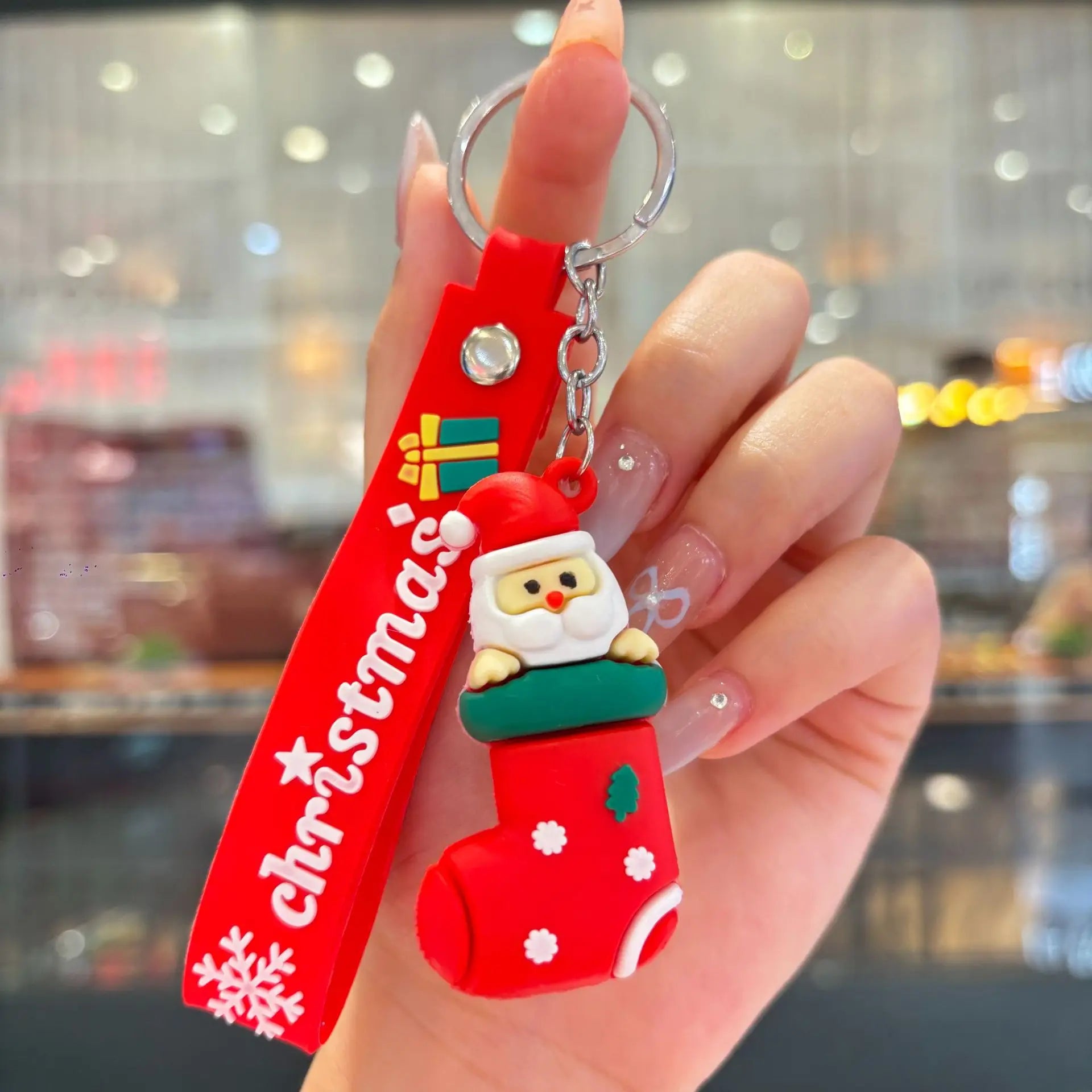 Christmas Gift 2025 Cute Santa Keychain Cartoon Pendant for Bag Car Keys Decor Stocking Stuffer for Kids Children Daughter Son