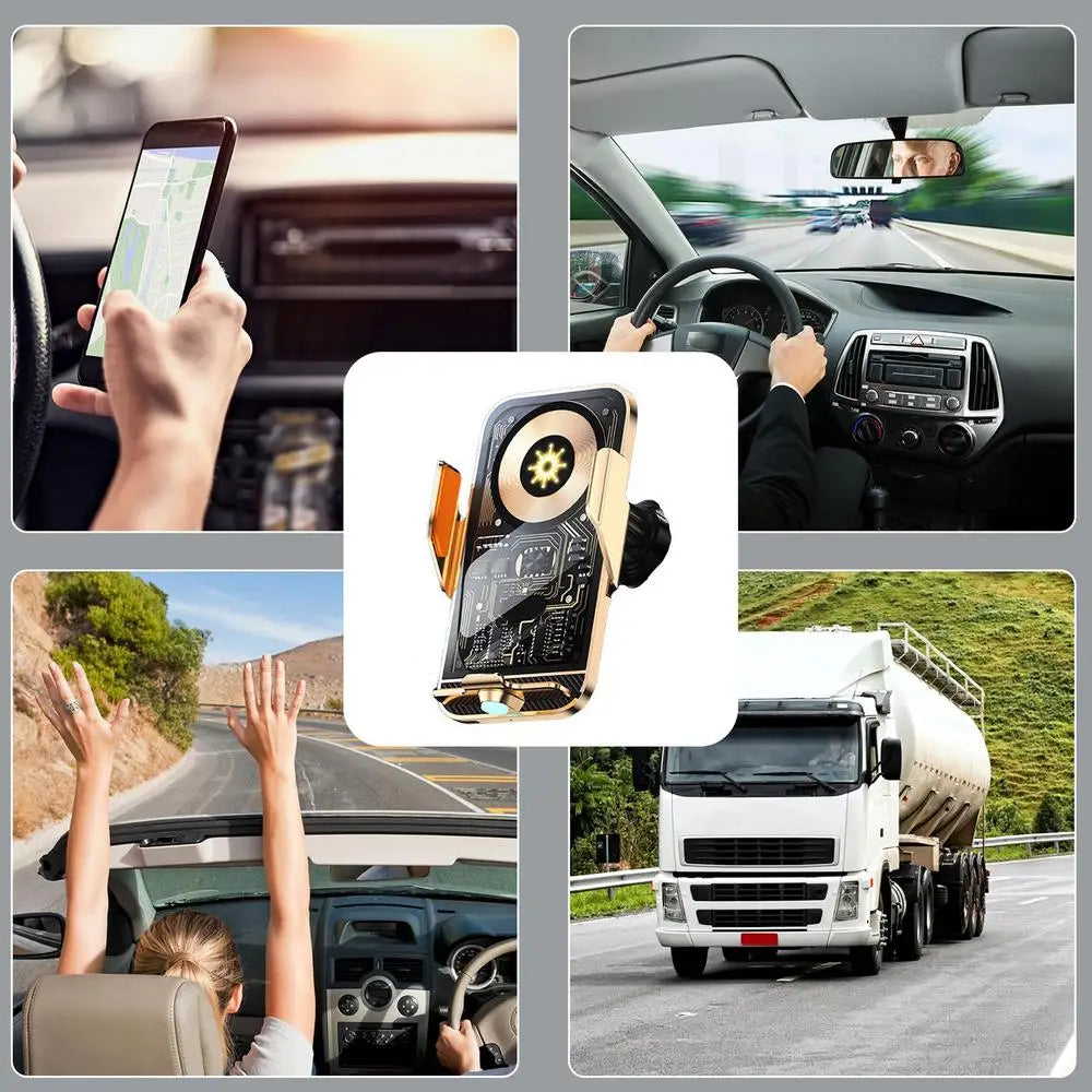 Car Phone Holder Wireless Charger 66W Car Vent Clips 360-Degree Rotation Cell Phone Accessories Car Charger Fast Charging