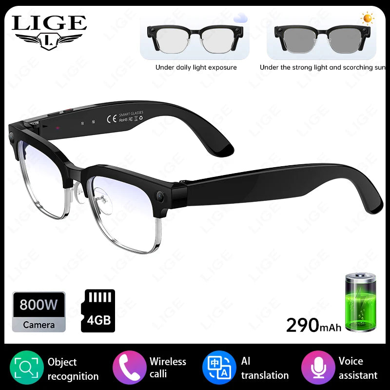 4K HD Camera Glasses Translator AI Glasses Video Recording BT Call Music Glasses Waterproof Sport Bluetooth Smart Sunglasses Men
