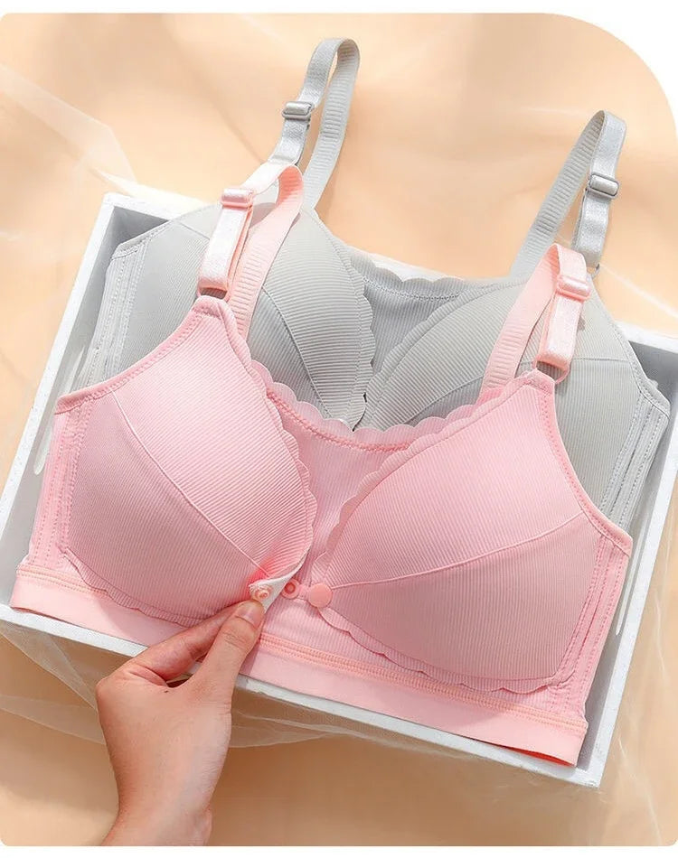 Women Push Up Bra Prevent Sagging Wire Free Bras Breathable Pads Underwear Adjustable Bralette Wireless Gathered Brassiere