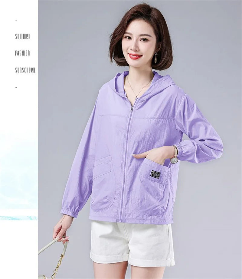 2025 New Summer Women Jacket Waterproof Sun Protection Clothes Thin Lightweight Jacket Women Quick Dry Sport Coat Windbreaker