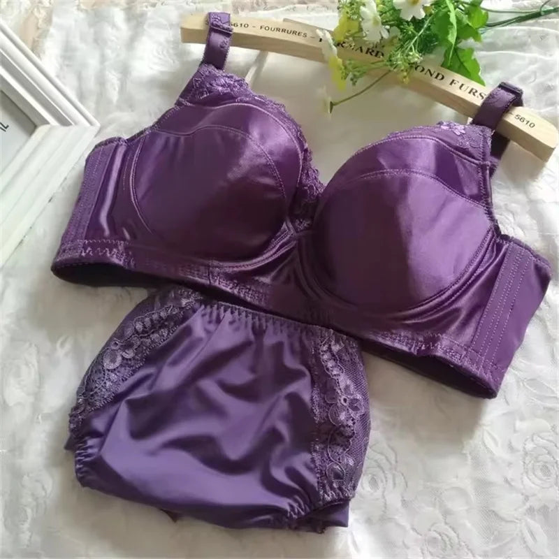 Bra Set Plus Size Female Lingerie B C D E F G H Cup Women Underwear Panties Briefs 34 36 38 40 42 44