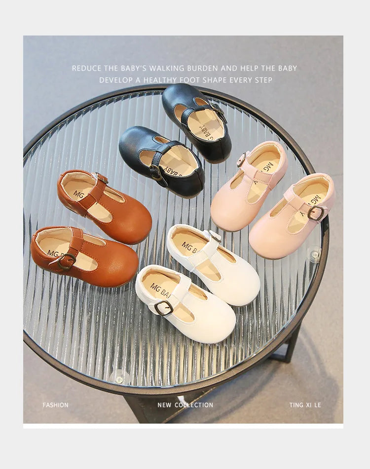 0-6 Years Toddler Girl Shoes Spring Autumn Kids Flats For Girl Soft PU Leather Shoes School Children T-strap Casual Oxfords