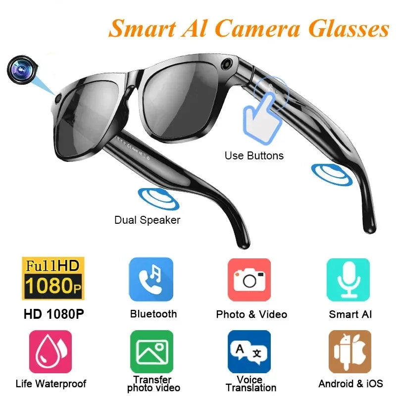 4K HD Smart Glasses AI GPT Camera Bluetooth Call 260Mah Battery Voice Assistant Translate Identify Objects Smart Glasses