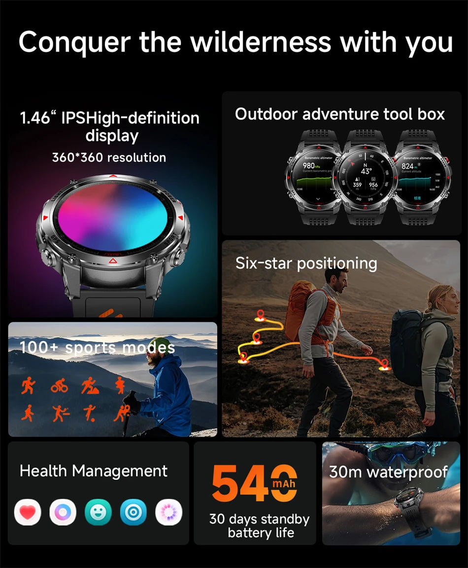 New Military GPS Sports Smart Watch Men Support GNSS Swim 3ATM Waterproof Compass Altimeter BT Call Outdoor Sports Smart Watch