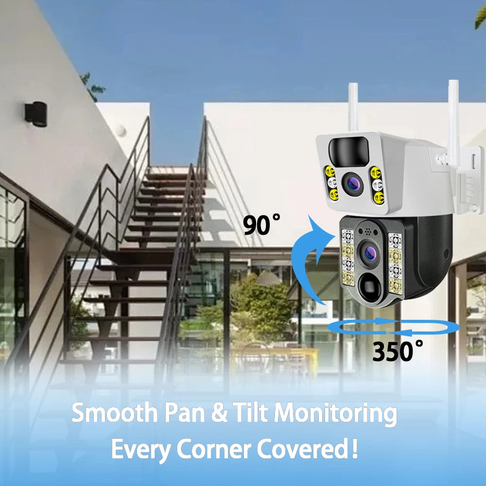 4K Solar Security Camera Outdoor Wireless 360° PTZ AI Human Detection IP66 Waterproof 8000mAh