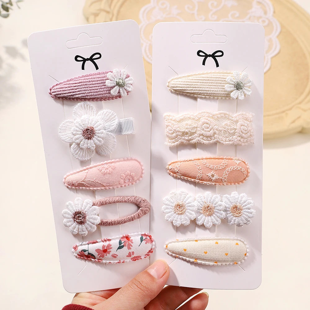 Kids Fresh Hair Clip Set Flower Printe Sweet Butterfly Hairpins Children BB Hair Bangs Clips Barrettes Girl Accessories Headwear
