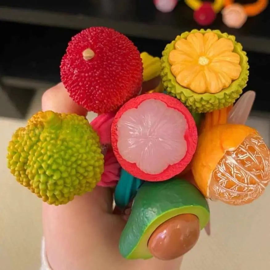 Hair Tie Fruit Hair Rope Ponytail Holder Cute Hair Ring Rubber Band Korean Style Hair Accessories Colorful Hair Scrunchies Kids