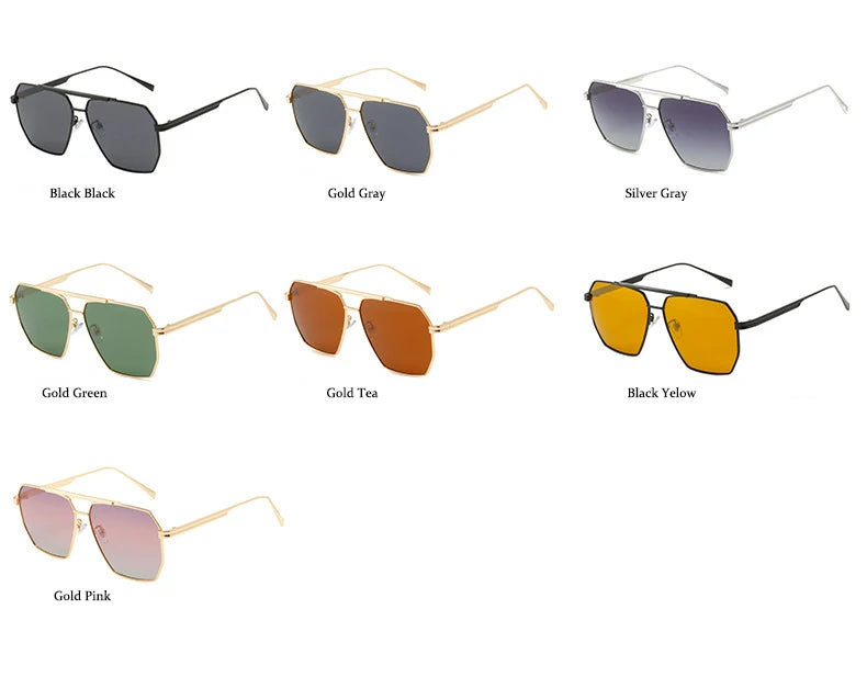 Polarized Sunglasses For Women Men Classic Brand Reflective Lens Square Trendy Sunglasses Woman High Quality Metal UV Protective