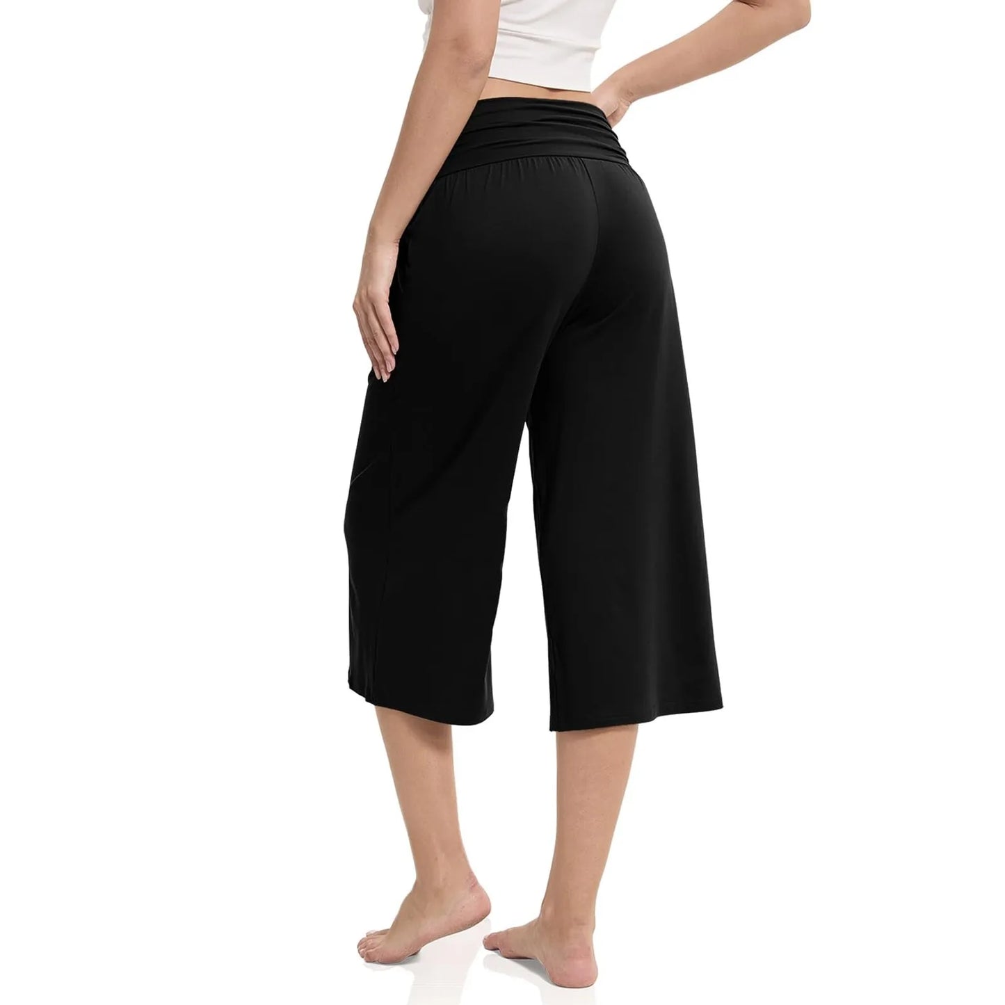 women pants summer loose cropped pants High Waist Solid Color Casual Trousers Pants With Pockets cozy breathable pantalon femme