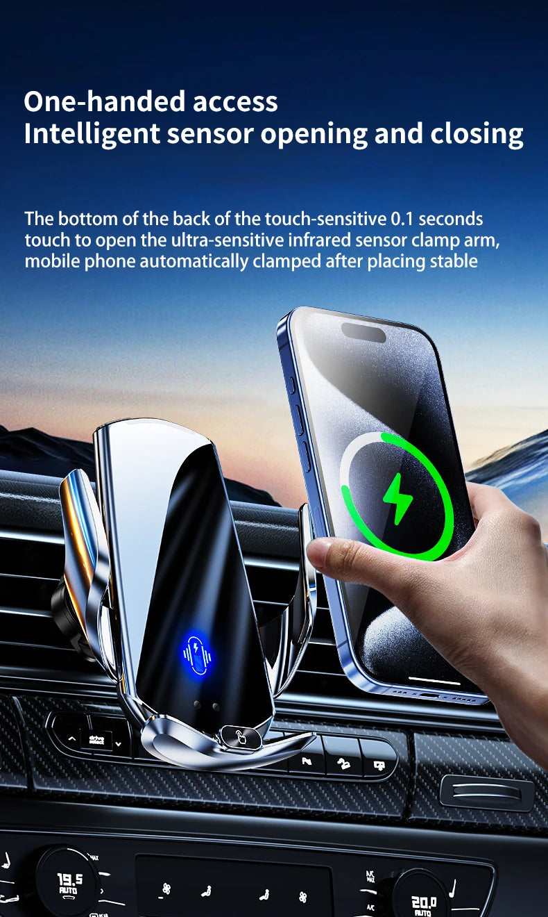 Universal All Mobile Phone Charging Car Phone Holder Wireless Charger Automatic Car Cell Phone Holder Vent Clip Accessories