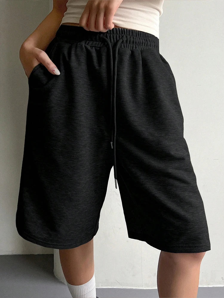 Women's Shorts Summer New Streetwear Fashion Casual Slim Lace-up Shorts Elegant Female Personality Versatile Knitted Loose Pants