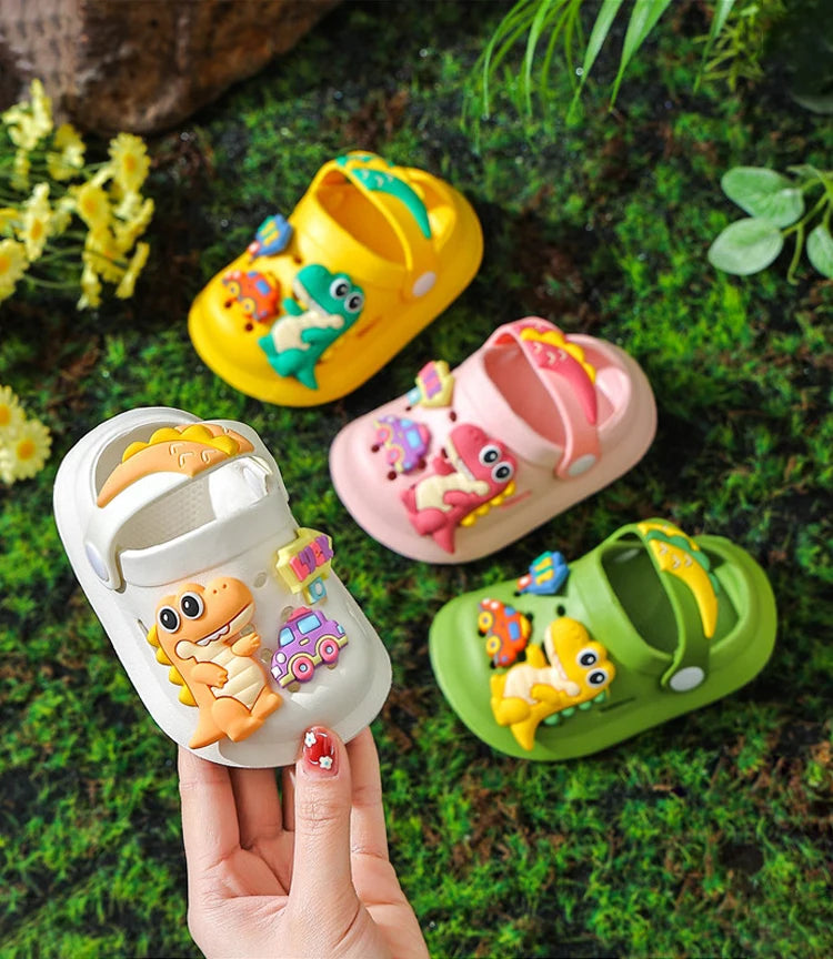 Summer Kids Sandals Children's Shoes Slippers Soft Anti-Skid Cartoon DIY Design Hole Baby Shoes Dinosaur Beach For Boys Girls