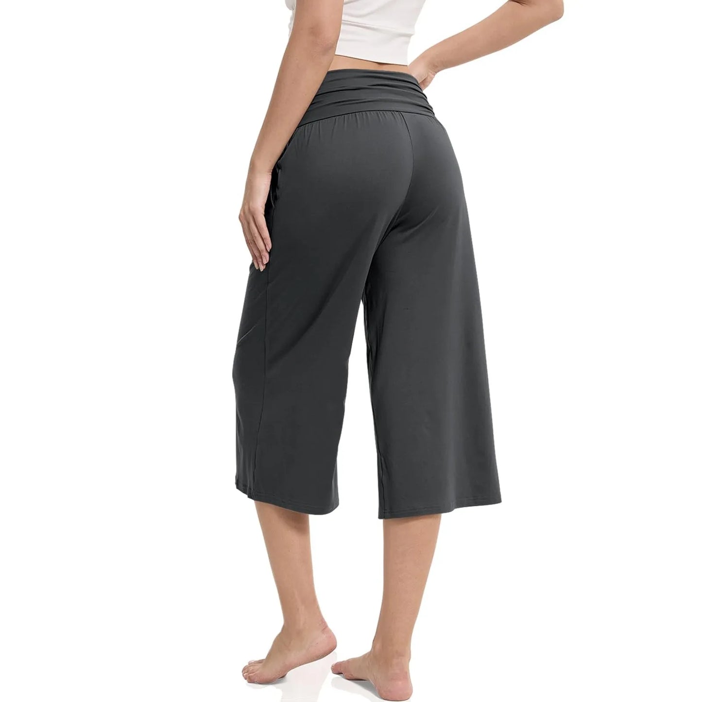 women pants summer loose cropped pants High Waist Solid Color Casual Trousers Pants With Pockets cozy breathable pantalon femme