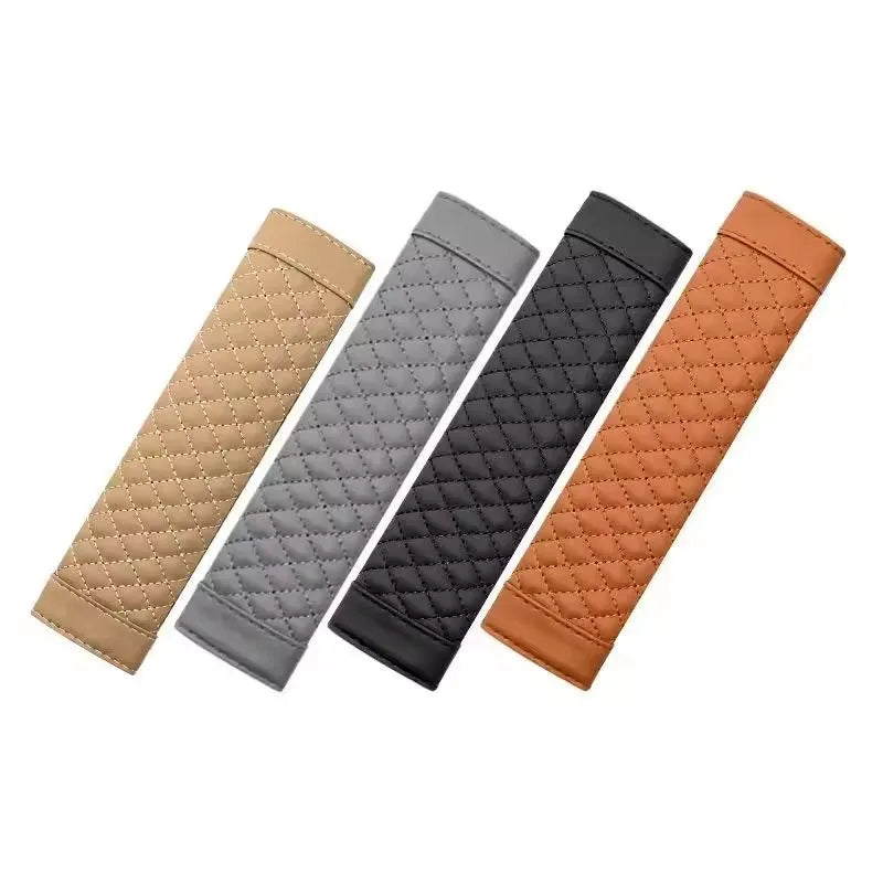 Leather Car Seat Belt Shoulder Cover Embroidery Wear-resistant Non-slip Leather Safety Cover Car Interior Decoration Products