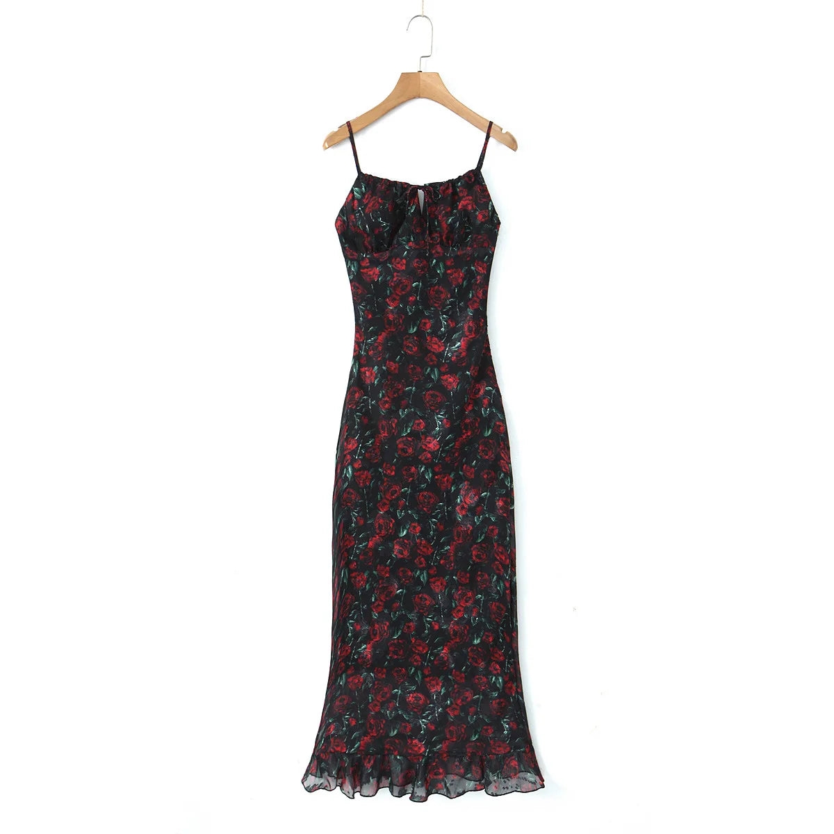 Midi dresses for women 2025 Summer bodycon dresses sexy vintage clothes dress elegant black dress front tie vintage floral dress