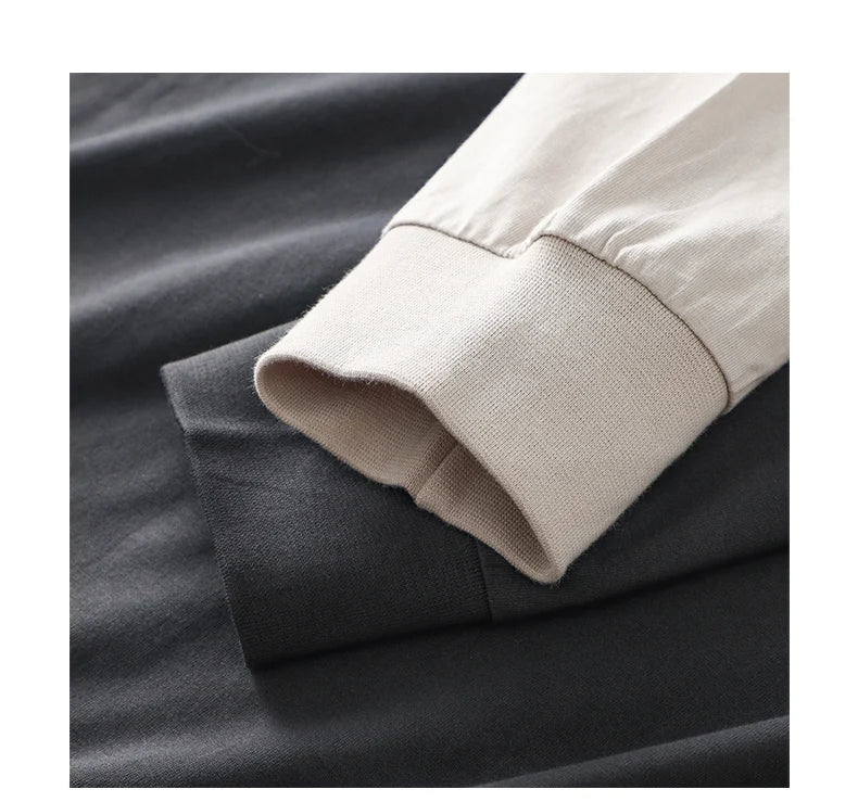 Dukeen 270G Heavyweight Half-Turtleneck Long-Sleeve T Shirts for Men Autumn 100% Cotton Solid Color Undershirt Men's Clothing