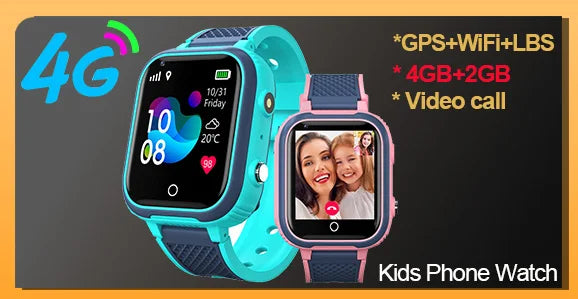 Smart Watch Kids 4g Sim Card SOS Tracker Call Phone Camera Voice Chat Photo Children Smartwatch Camera Boys Girls Birthday Gifts