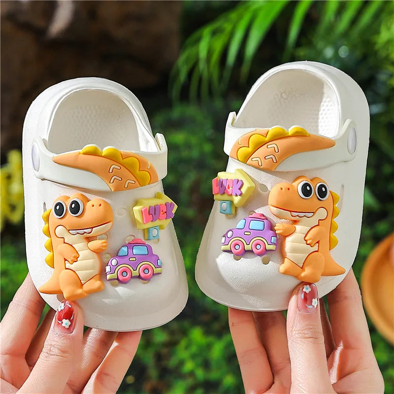 Summer Kids Sandals Children's Shoes Slippers Soft Anti-Skid Cartoon DIY Design Hole Baby Shoes Dinosaur Beach For Boys Girls
