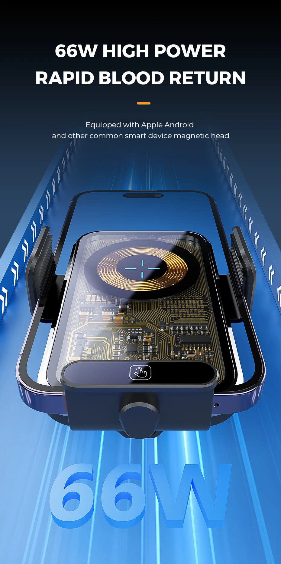 Wireless Car Charger, Fast Charging Phone Holder BothLin 3 in 1 Phone Mount Auto Clamping Car Accessories