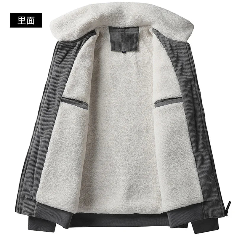 Autumn Winter New Men Jacket Fleece Thickening Corduroy Coats Men Jackets Casual Coat Men's Business Coats Mens Parka