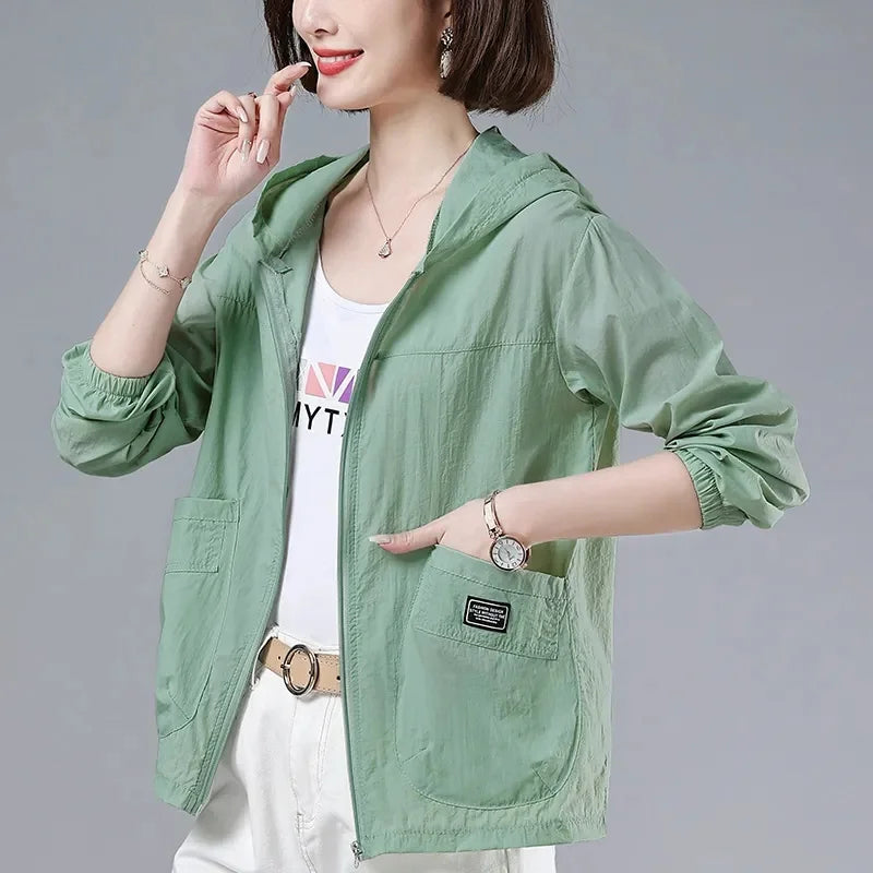 2025 New Summer Women Jacket Waterproof Sun Protection Clothes Thin Lightweight Jacket Women Quick Dry Sport Coat Windbreaker