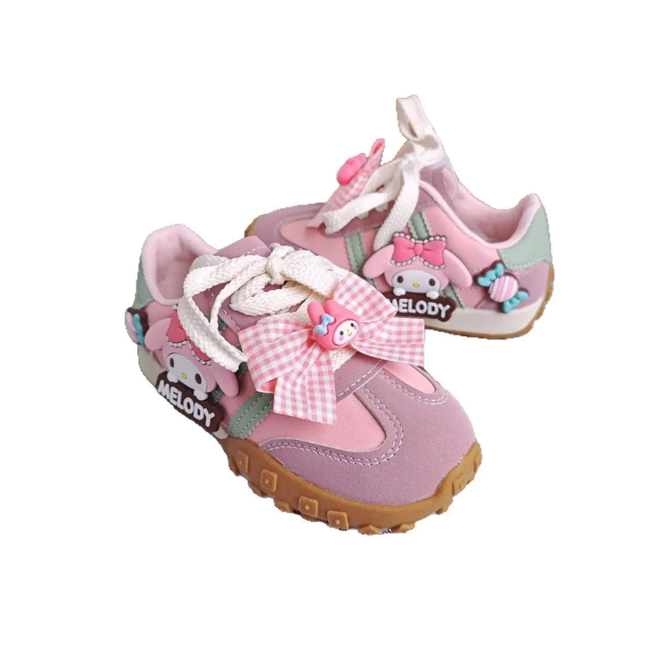 Kids'casual Shoes My Melody Girls' Shoes Cartoon Pu Leather Outdoor Soft Bow Anti-Slip Sneakers Children Shoes Pink Size 26-37