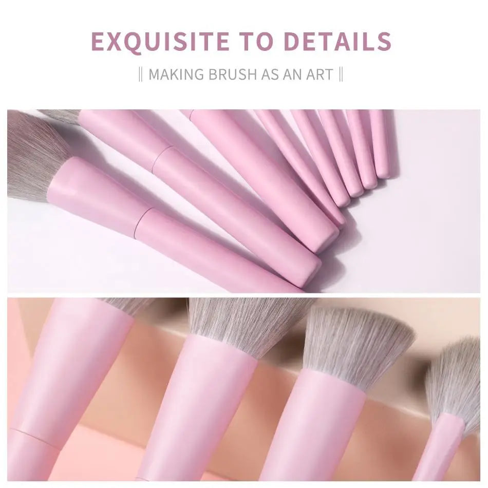 Pink Makeup Brush Set Private Label Wholesale Bulk Cosmetic Synthetic Hair Vegan Brushes Free Custom Logo Beauty Tool 10Sets
