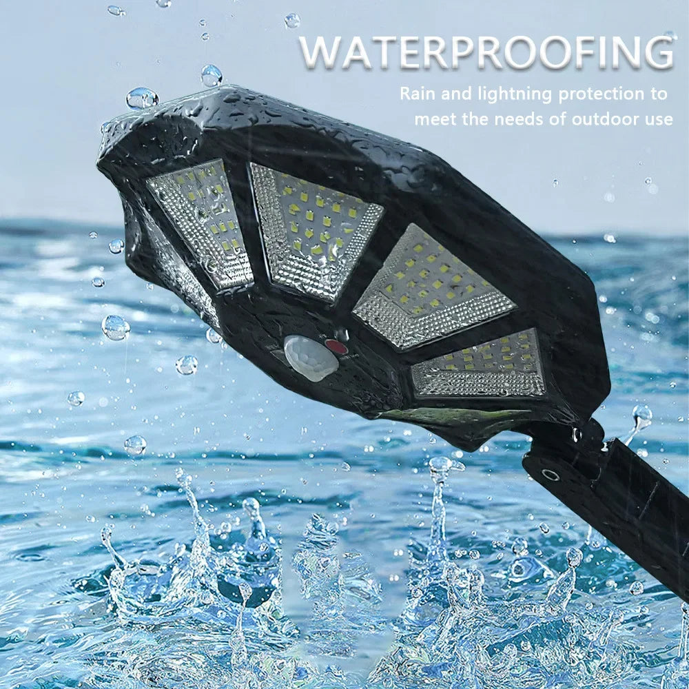 Solar Powered Street Light with Remote Motion Sensor Solar Outdoor Lights 6500K 168 LED Flood Lights for Outside Parking Yard