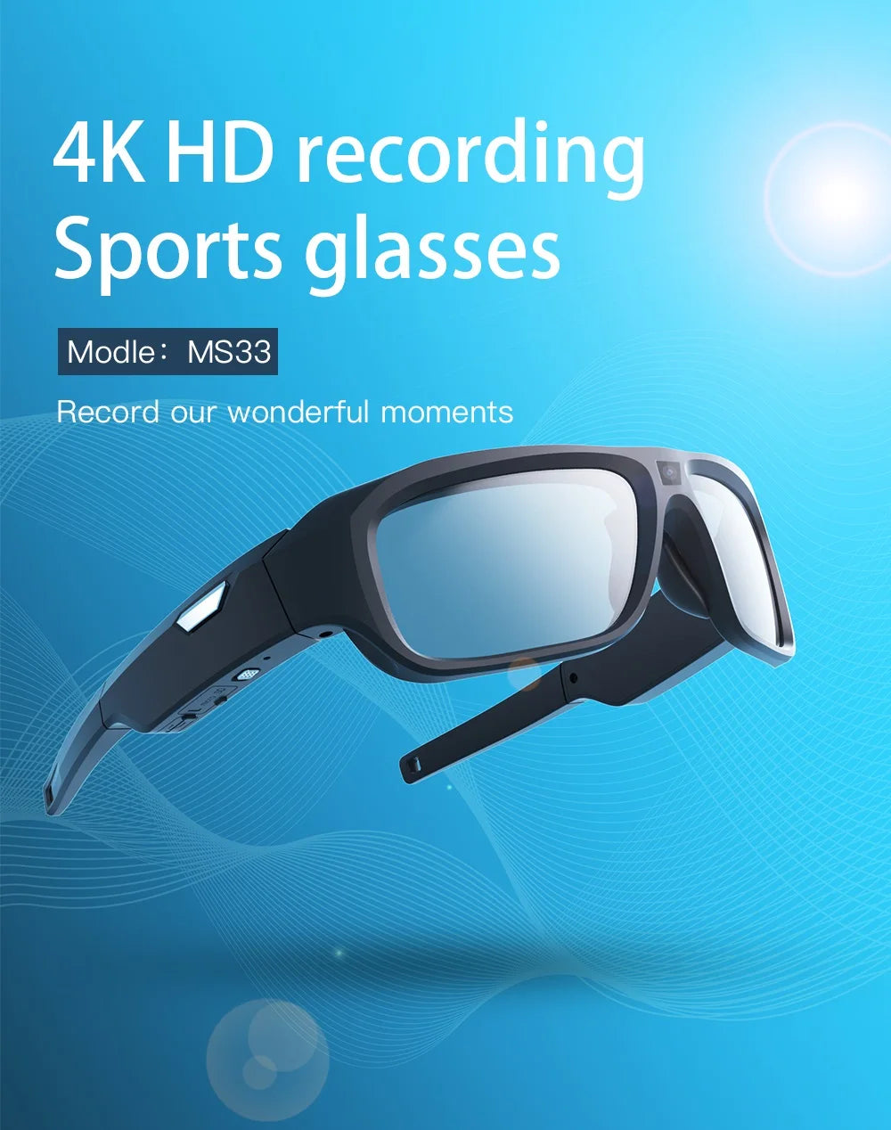 4K HD Glasses Camera Video Driving Record Cycling Video Smart Glasses With Eyewear Camcorder For Outdoor Mini Camera