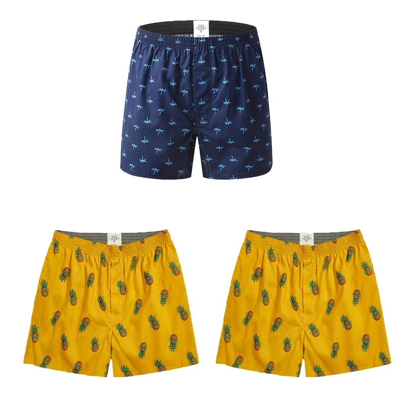 3PCS Men Shorts Boxers Mens Underwear Cotton Loose Shorts Male Plain Underwear Homewear Comfortable Boxer for Man Mens Panties