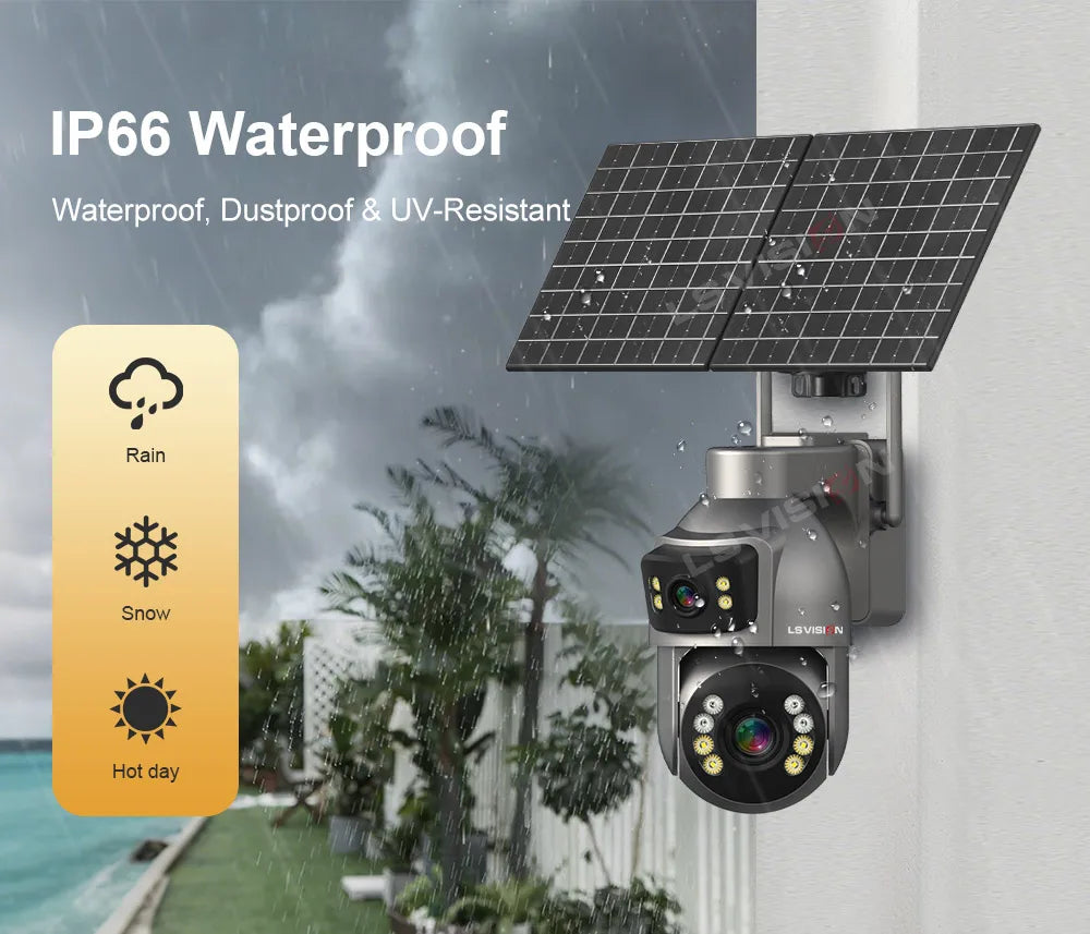 LS VISION 4G WiFi Solar Powered CCTV Camera AOV 7/24 Network Home Security AI Popular Outdoor Solar Network Camera