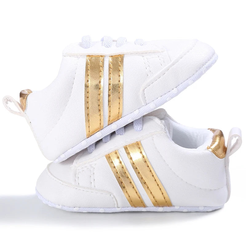 Toddler Baby Girl Shoes 0 to 3 6 9 12 18 24 Months Casual Cute Gold White Baby Boy Shoes First Walkers Soft Crib Shoes Infantil
