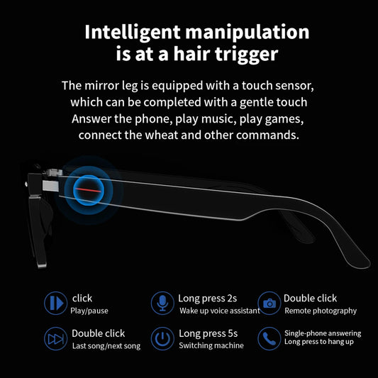 Smart Glasses AI Voice Assistant Camera Glasses Remote Shooting Outdoor Sport Glasses with Camera Open Ear Sound Mic & Speakers