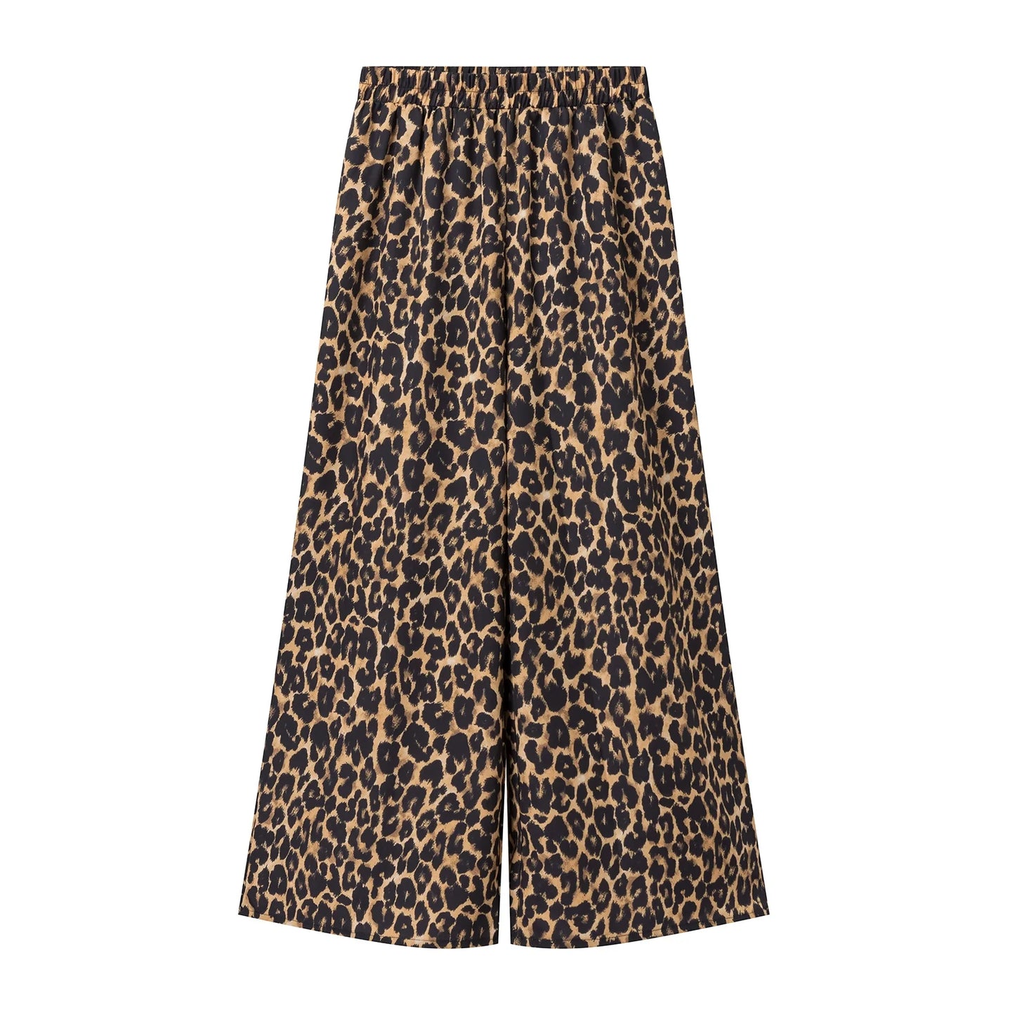 Women Summer New Women's Fashion Versatile Animal Print Elastic Waist Drop Mid Waist Wide Leg Pants
