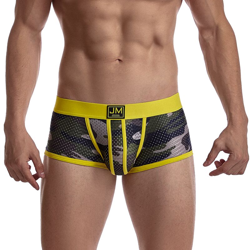 Sexy Underwear Men Boxer Briefs Cueca Gay Male Panties Mesh Camouflage Fashion Men Under Wear Lingerie Underpants Pouch Shorts