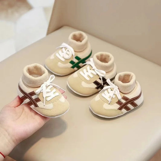 Spring and Autumn Baby Shoes for Boys and Girls 0-1 Years Old Shoes and Socks Do Not Drop Soft Bottom Anti Slip Sneakers 6-12M