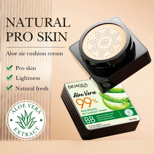 BIOAOUA Aloe Vera Beauty Air Cushion BB Cream Concealer Oil Control Brighten Skin Tone Isolation Foundation Cream Facial Makeup