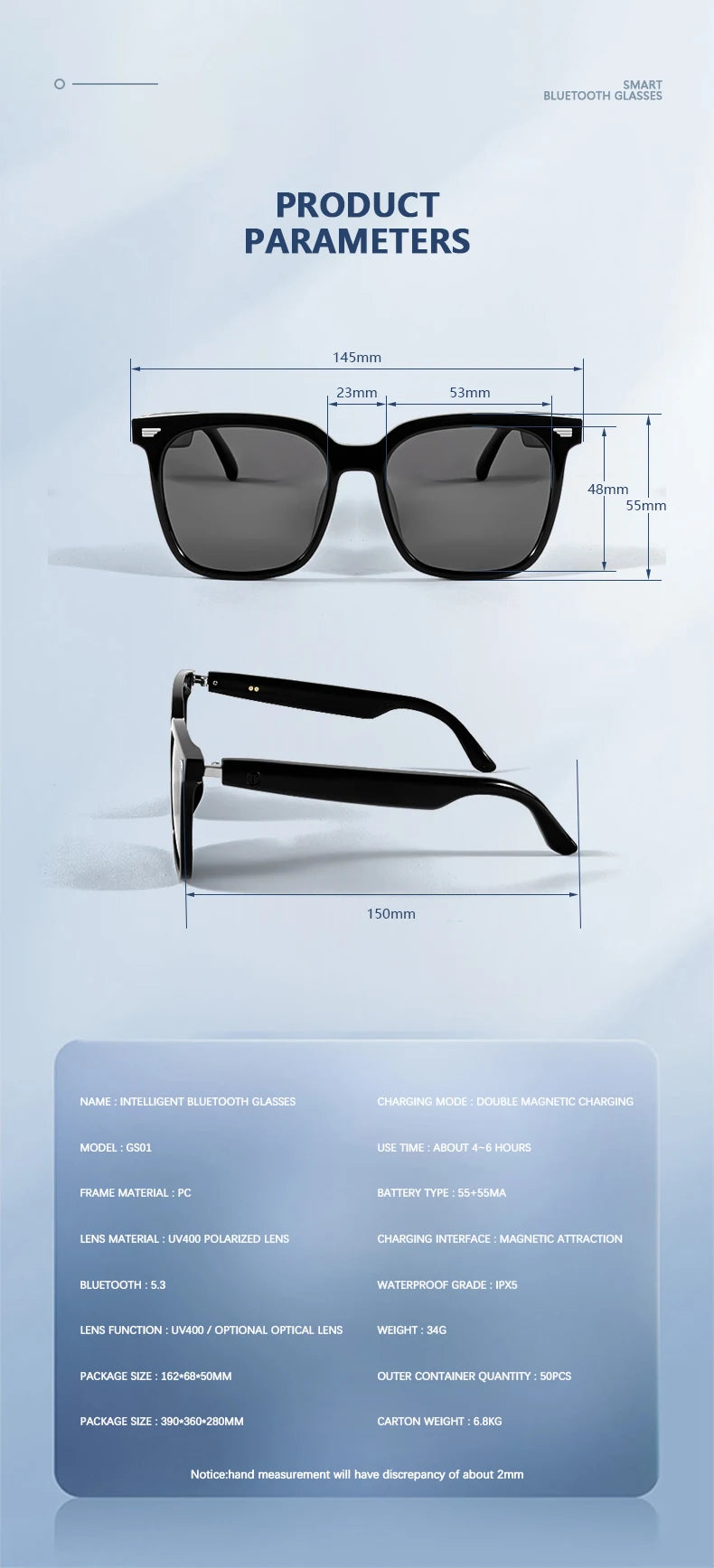 Smart Glasses With Automatic Adjustment Wireless Bluetooth Headset Outdoor Cycling Sunglasses Man Woman Waterproof Smart Glasses