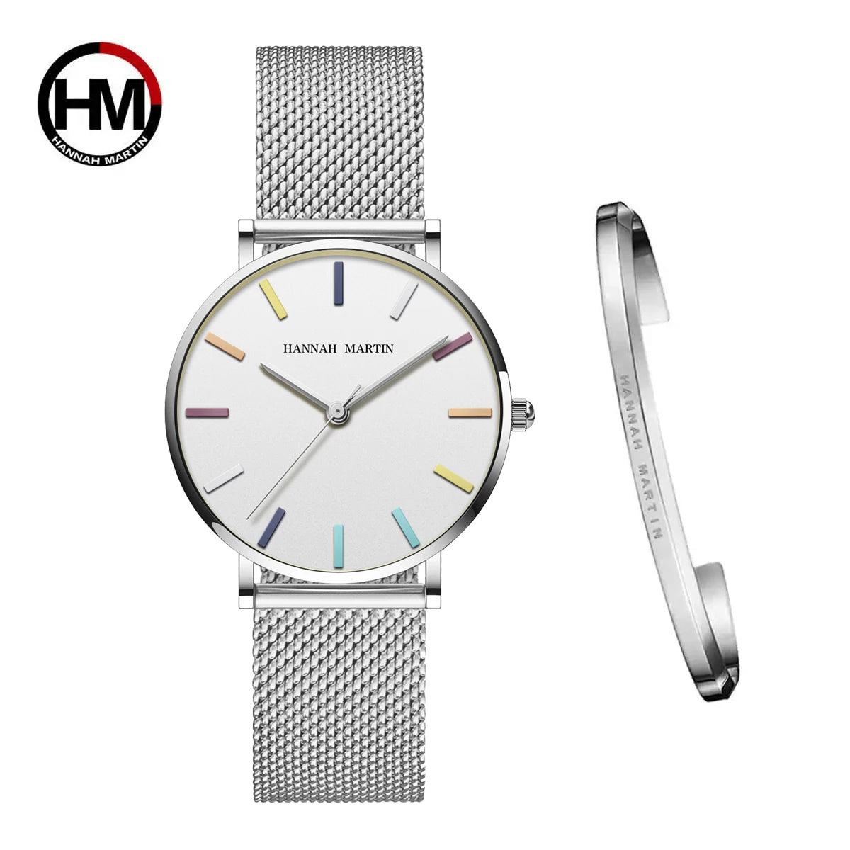 Hannah Martin Top Women Watch Bohemian Style Simple Stainless Steel Mesh Strap Original Japanese Movement Fashion Bracelet Watch