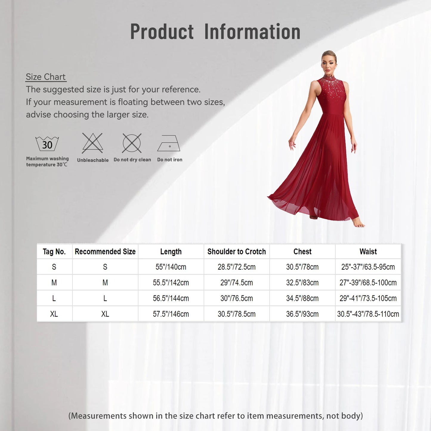 Womens Lyrical Dance Dresses Mock Neck Wide Hemline Shiny Rhinestones Maxi Dress Sleeveless Modern Contemporary Leotard Dresses