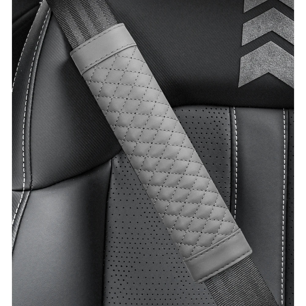 Leather Car Seat Belt Shoulder Cover Embroidery Wear-resistant Non-slip Leather Safety Cover Car Interior Decoration Products