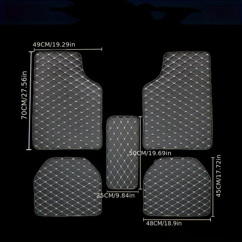 5Pcs Car Floor Mats PU Leather Waterproof Auto Foot Pad Protector pads Fashion Universal Car Carpet Cushion For All Seasons