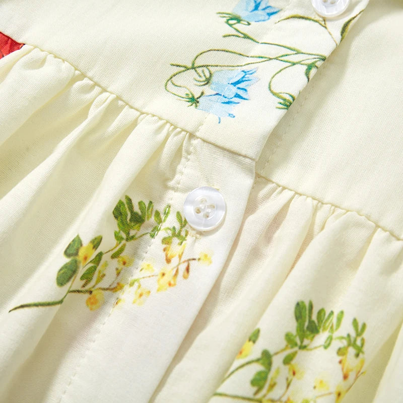 Little Maven 2024 New Kids Clothes Summer Dress Baby Girls Clothes Cartoon Flowers Dresses Children's Clothing Vestidos Cotton