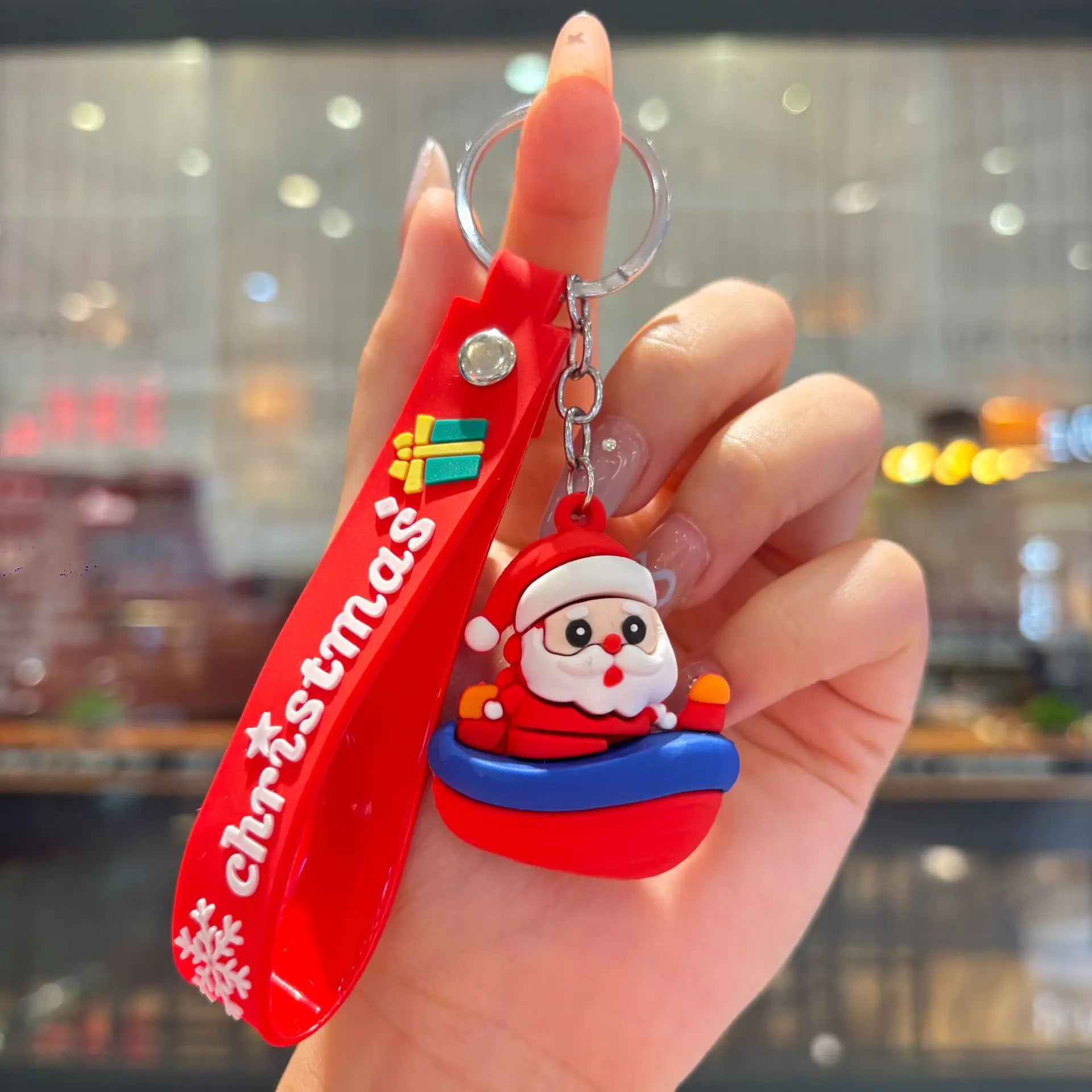 Christmas Gift 2025 Cute Santa Keychain Cartoon Pendant for Bag Car Keys Decor Stocking Stuffer for Kids Children Daughter Son