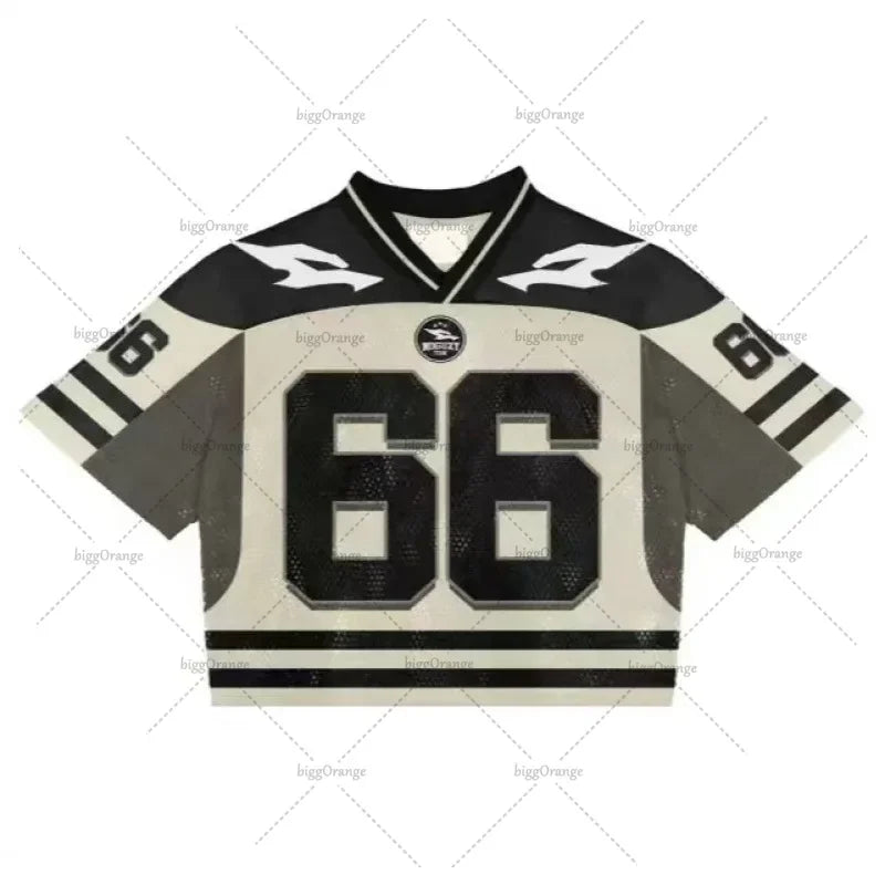 retroEuropean and American trendy men T-shirts mesh short-sleeved quick-drying football jerseys tops  streetwear V-neck loose